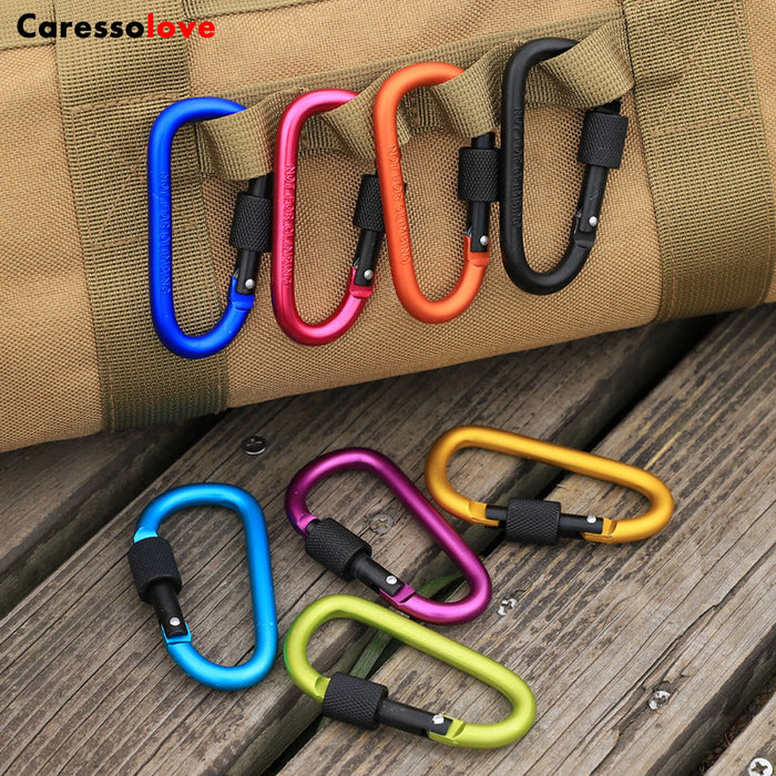 Careolove 8PCS Screwgate Locking Carabiner Clip, Aluminum D Ring Shape Carabiner For Camping Fishing And Outdoor Use