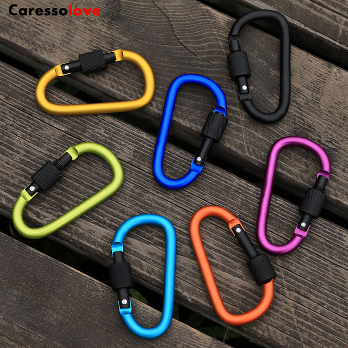 Careolove 8PCS Screwgate Locking Carabiner Clip, Aluminum D Ring Shape Carabiner For Camping Fishing And Outdoor Use