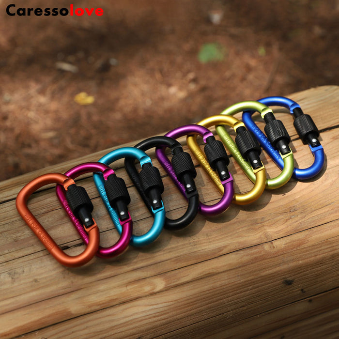 Careolove 8PCS Screwgate Locking Carabiner Clip, Aluminum D Ring Shape Carabiner For Camping Fishing And Outdoor Use