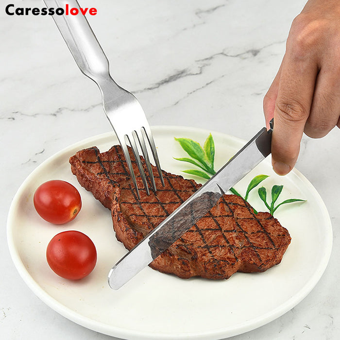 Caressolove 4-in-1 Camping Flatware Set, Portable Stainless Steel Flatware Spoon Fork, Knife and Bottle Opener Combo Pack For Picnic Barbecue