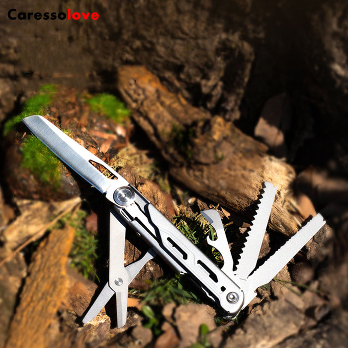 Caressolove 9-in-1 Multitool Pocket Knife With Clip, EDC Multi Tool Folding Knife for Camping Hiking, Multifunctional Outdoor Knife Survival Gear
