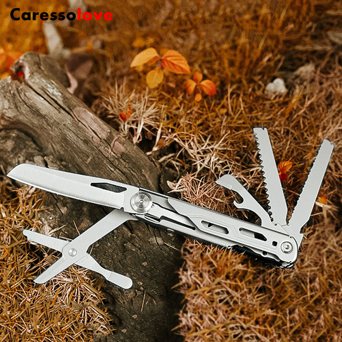 Caressolove 9-in-1 Multitool Pocket Knife With Clip, EDC Multi Tool Folding Knife for Camping Hiking, Multifunctional Outdoor Knife Survival Gear