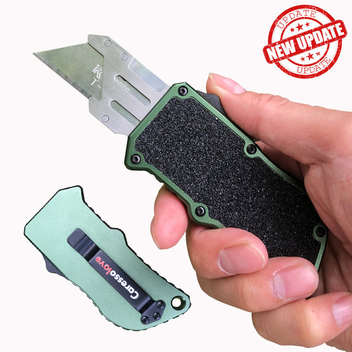 Caressolove Automatic Utility Knife, 2nd Generation Automatic Box Cutter, Durable Blade Holder Auto Razor Blade Cutter with 5pcs Extra Blades
