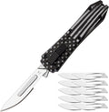 Caressolove Automatic Utility Knife, Auto Box Cutter with 10PCS Scalpel Blades, Retractable Razor Blades Pocket Knife For Men