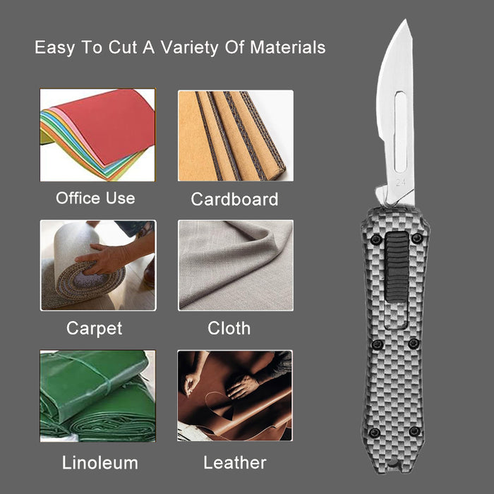 Caressolove Automatic Utility Knife, Auto Box Cutter with 10PCS Scalpel Blades, Retractable Razor Blades Pocket Knife For Men