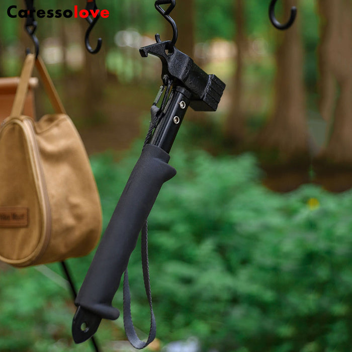 Caressolove Camping Tent Stake Hammer With Tent Stake Remover - Rubber Covered Handle & Holding Strap