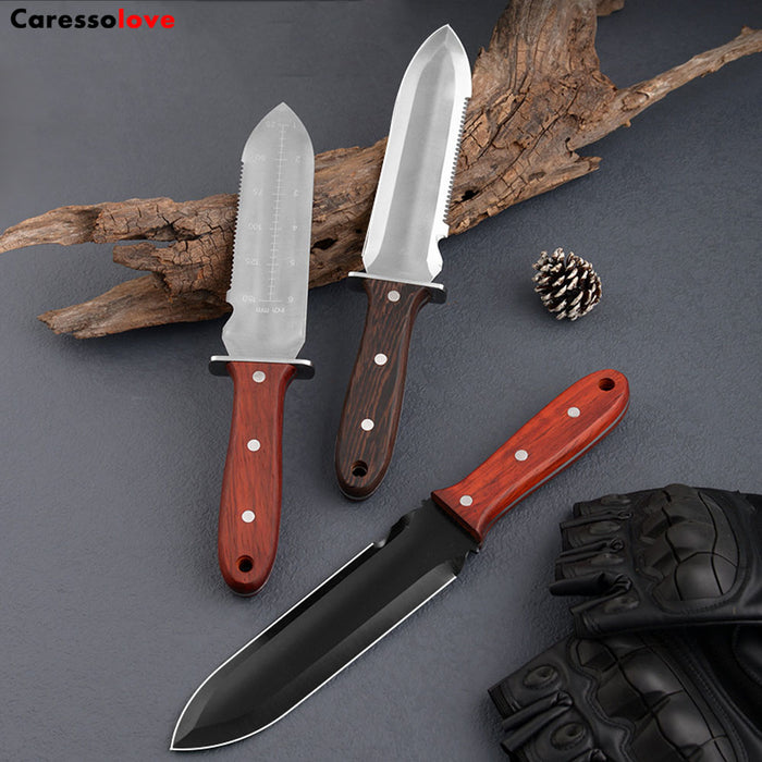 Caressolove Garden Knife Garden Tools With Sheath For Weeding, Digging, Cutting And Planting， Full-Tang Wood Handle.