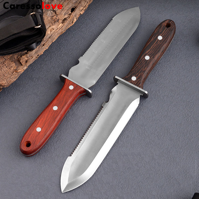 Caressolove Garden Knife Garden Tools With Sheath For Weeding, Digging, Cutting And Planting， Full-Tang Wood Handle.