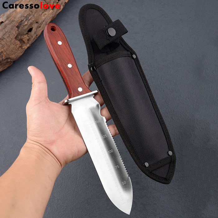 Caressolove Garden Knife Garden Tools With Sheath For Weeding, Digging, Cutting And Planting， Full-Tang Wood Handle.