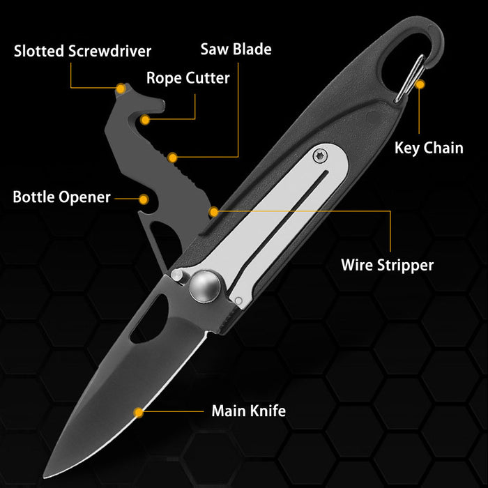 Caressolove Multifunctional Folding Pocket Knife, Everyday Carry Survival Tool And Outdoor Activities Multitool Camping Pocketknife