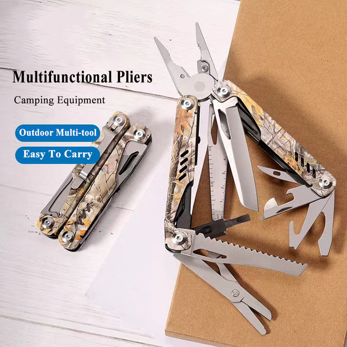 Caressolove Multifunctional Pliers Outdoor Folding Needle Nose Pliers Stainless Steel Multifunctional Tool Pliers With Knife Saw Screwdriver Scissors