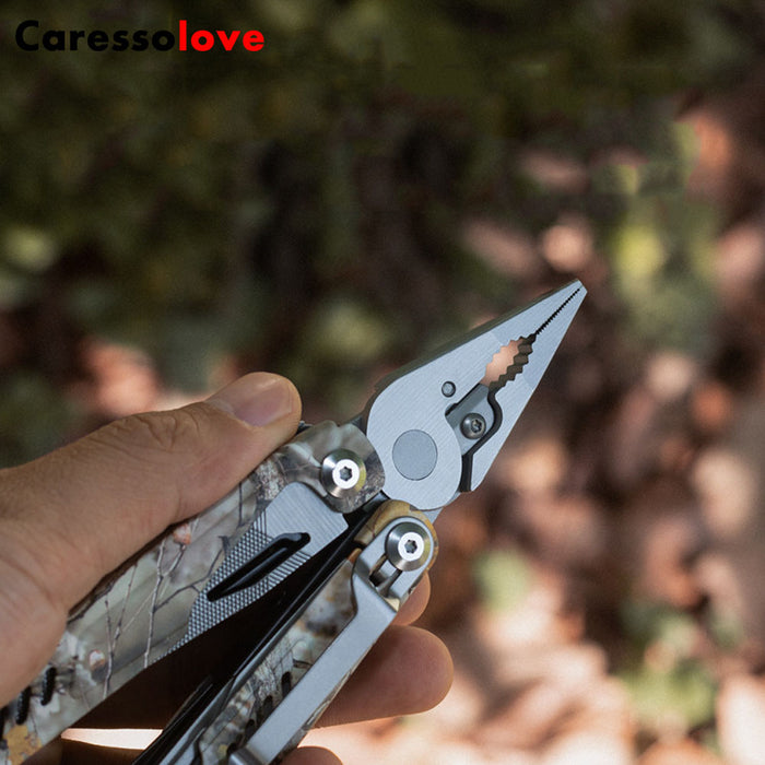 Caressolove Multifunctional Pliers Outdoor Folding Needle Nose Pliers Stainless Steel Multifunctional Tool Pliers With Knife Saw Screwdriver Scissors