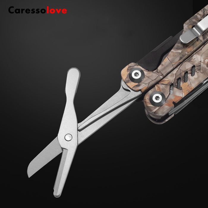 Caressolove Multifunctional Pliers Outdoor Folding Needle Nose Pliers Stainless Steel Multifunctional Tool Pliers With Knife Saw Screwdriver Scissors