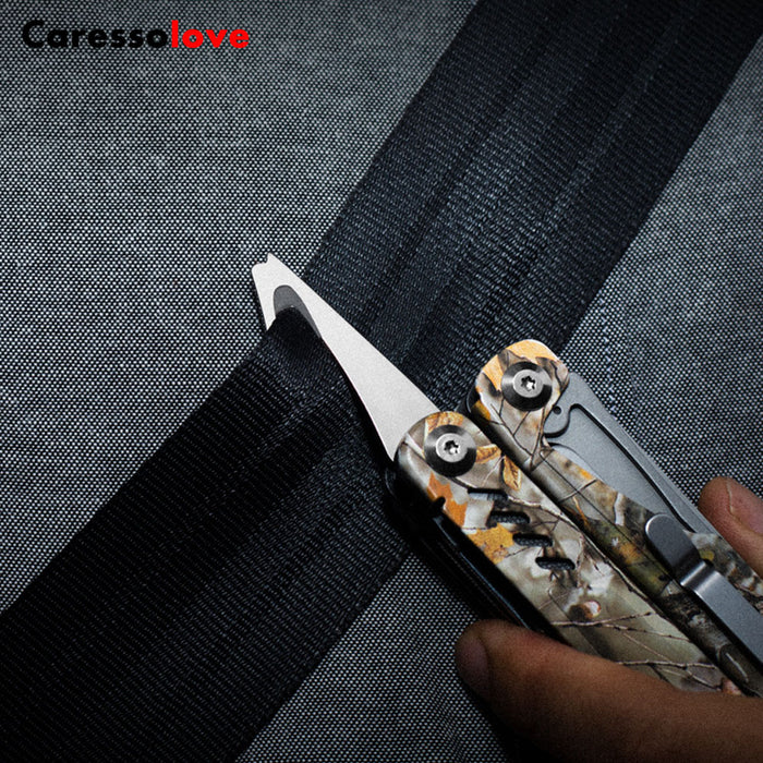 Caressolove Multifunctional Pliers Outdoor Folding Needle Nose Pliers Stainless Steel Multifunctional Tool Pliers With Knife Saw Screwdriver Scissors