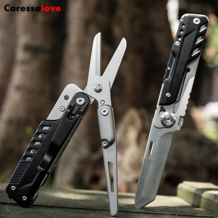 Caressolove New Outdoor Multifunctional Folding Knife Portable Knife And Scissor Emergency Disaster Preparedness Survival Tool