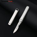 Caressolove Stainless Steel Pocket Folding Utility Knife, EDC Utility Scalpel Knives With 10 Replaceable Blades