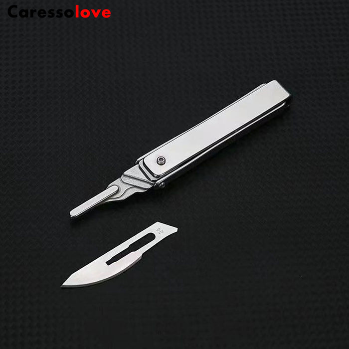 Caressolove Stainless Steel Pocket Folding Utility Knife, EDC Utility Scalpel Knives With 10 Replaceable Blades