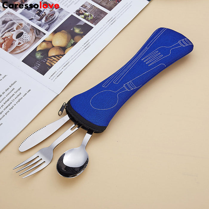 Caressolove Stainless Steel Travel Camping Cutlery Set, With Carabiner  Flatware Silverware Set Including Knife Fork Spoon