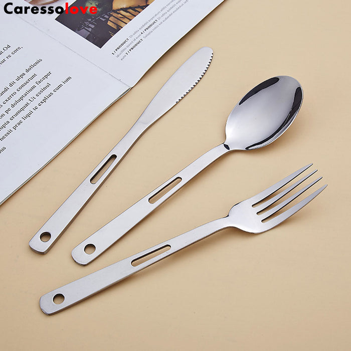 Caressolove Stainless Steel Travel Camping Cutlery Set, With Carabiner  Flatware Silverware Set Including Knife Fork Spoon