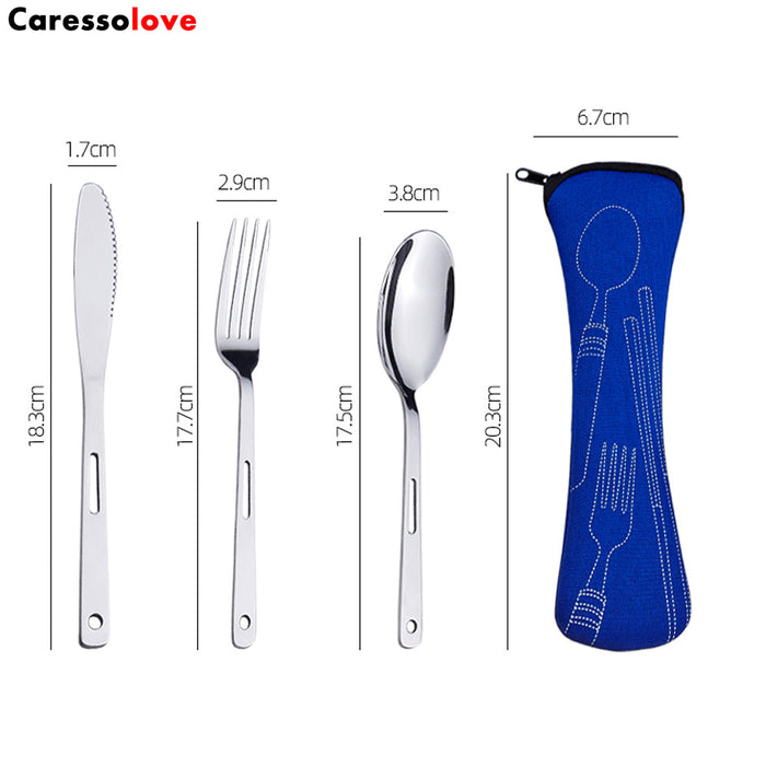 Caressolove Stainless Steel Travel Camping Cutlery Set, With Carabiner  Flatware Silverware Set Including Knife Fork Spoon