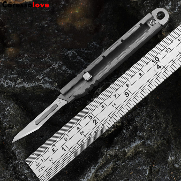 Caressolove Titanium Alloy Utility Knife, Snap-off Box Cutter for Opening Packages Cartons, EDC Retractable Knife with 10 Extra #11 Blades