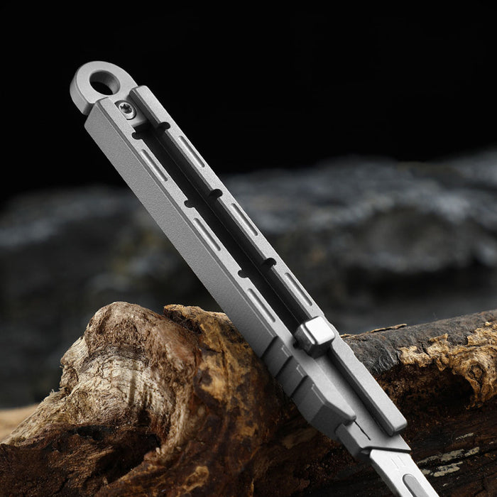 Caressolove Titanium Alloy Utility Knife, Snap-off Box Cutter for Opening Packages Cartons, EDC Retractable Knife with 10 Extra #11 Blades