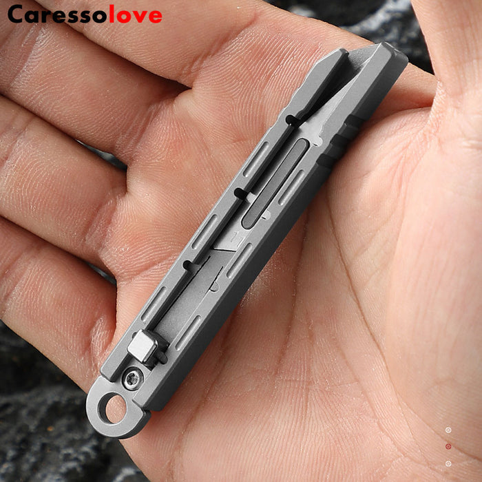 Caressolove Titanium Alloy Utility Knife, Snap-off Box Cutter for Opening Packages Cartons, EDC Retractable Knife with 10 Extra #11 Blades