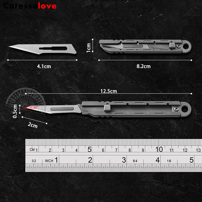 Caressolove Titanium Alloy Utility Knife, Snap-off Box Cutter for Opening Packages Cartons, EDC Retractable Knife with 10 Extra #11 Blades