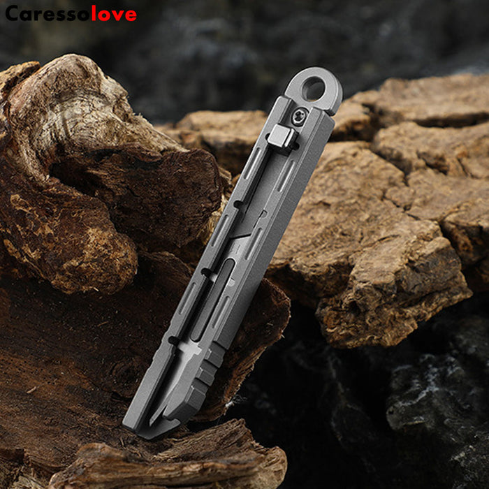 Caressolove Titanium Alloy Utility Knife, Snap-off Box Cutter for Opening Packages Cartons, EDC Retractable Knife with 10 Extra #11 Blades