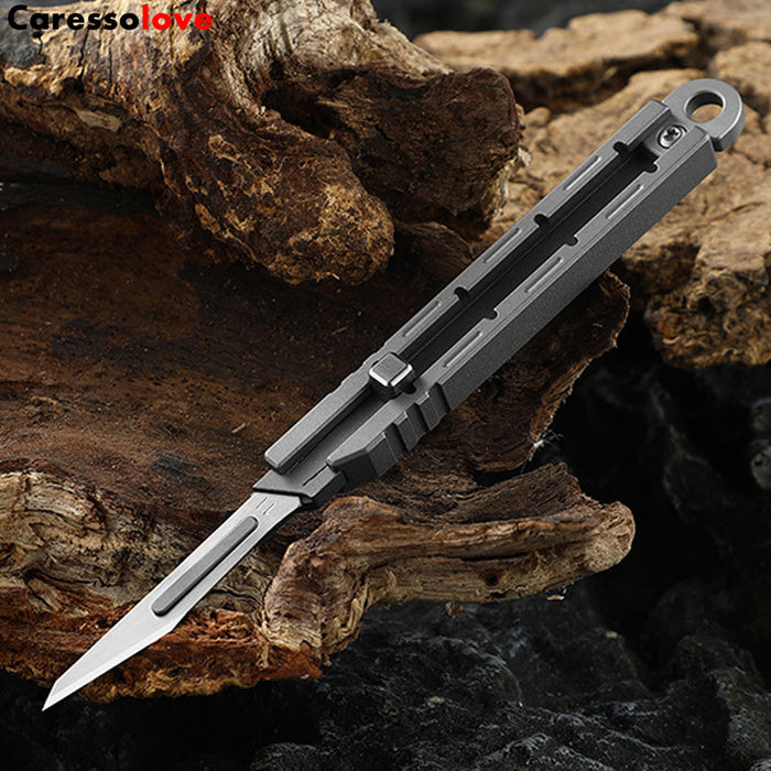 Caressolove Titanium Alloy Utility Knife, Snap-off Box Cutter for Opening Packages Cartons, EDC Retractable Knife with 10 Extra #11 Blades