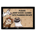 Cartoon Cats Secretly Planning An Escape - Gift For Cat Lovers - Personalized Doormat