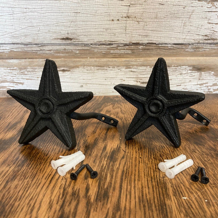 Cast Star Curtain Hook - Black - Set of 2 - Primitive Star Quilt Shop