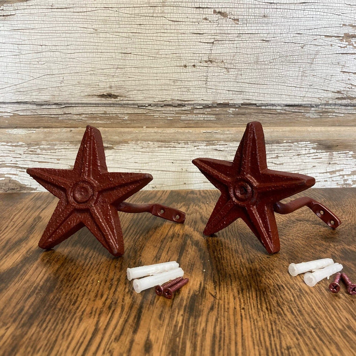 Cast Star Curtain Hook - Red - Set of 2 - Primitive Star Quilt Shop