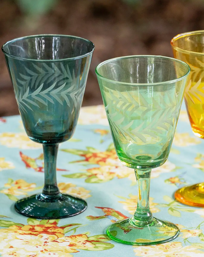 Celebration Hand-Blown Wine Glasses, Set of Four, Mouth-Blown French Style Glassware