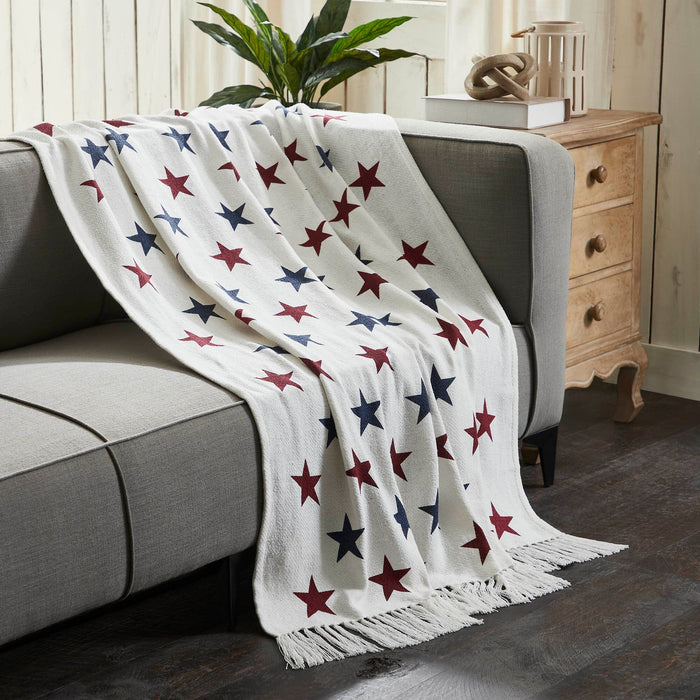Celebration Stars Woven Throw - Primitive Star Quilt Shop