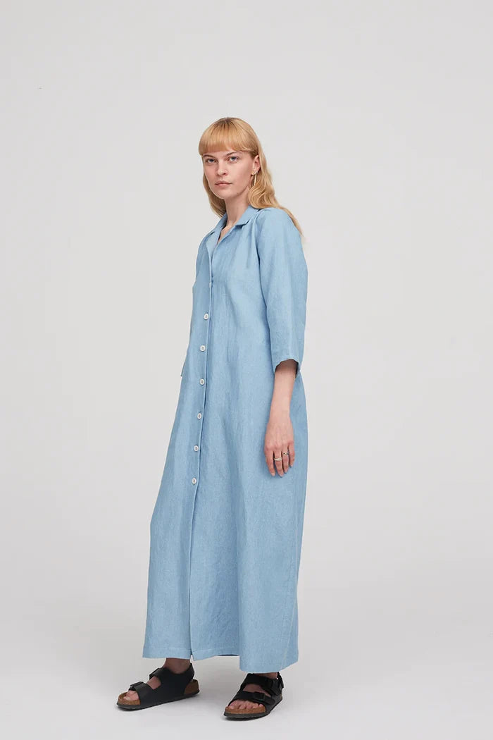 Celia dress sewing patternClassic Celia Dress pattern, showcasing tailoring and versatility in fabric choices, suitable for intermediate sewers, available in sizes 4-28