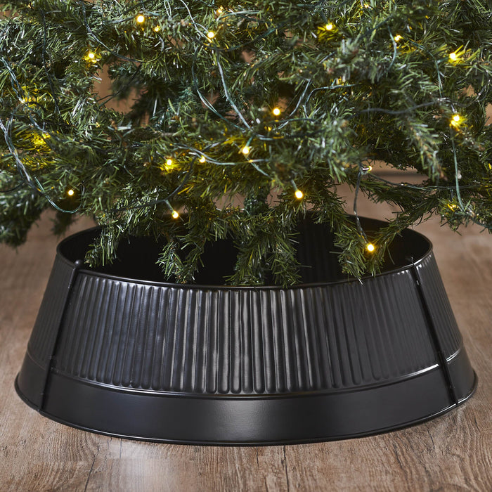 Charcoal Fluted Metal Christmas Tree Collar - 24" - Primitive Star Quilt Shop