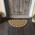 Charleston Mosaic Black and Gray Coir Half Circle Rug 16.5x33" - Primitive Star Quilt Shop