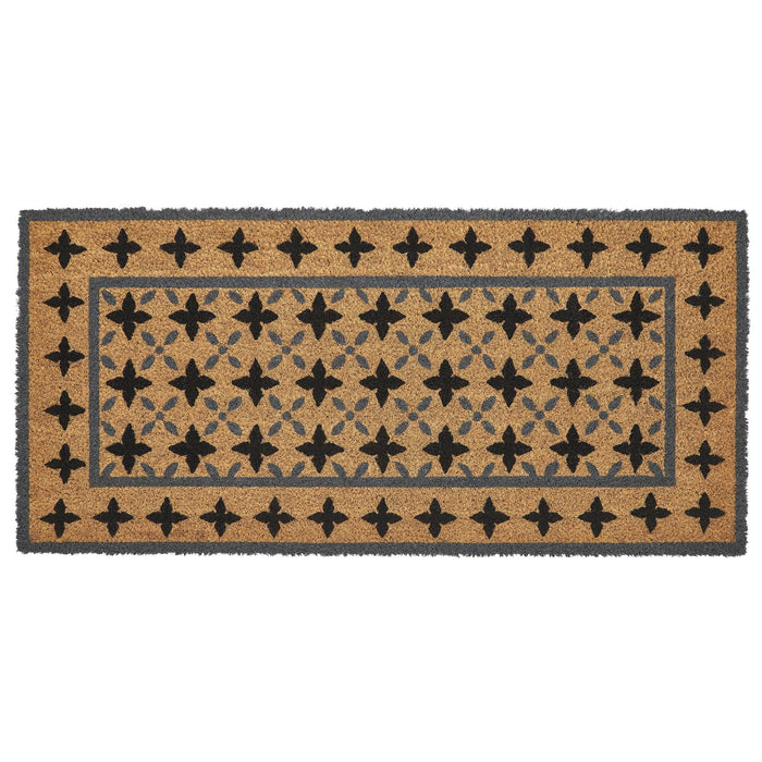 Charleston Mosaic Black and Gray Coir Rectangle Rug 17x36" - Primitive Star Quilt Shop