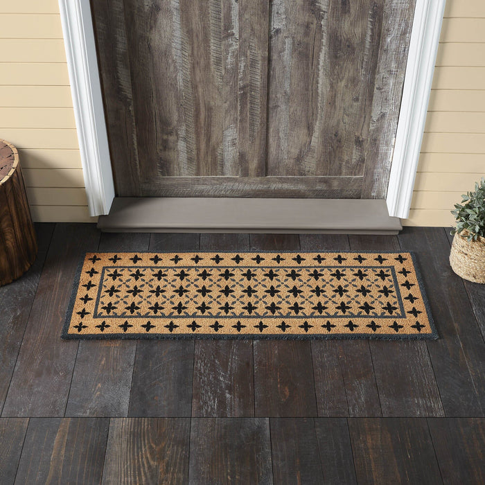 Charleston Mosaic Black and Gray Coir Rectangle Rug 17x48" - Primitive Star Quilt Shop
