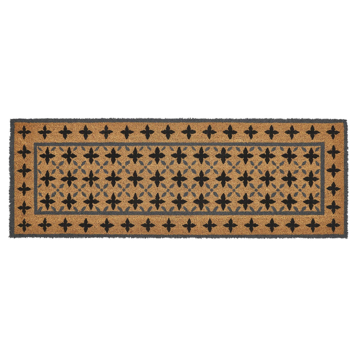 Charleston Mosaic Black and Gray Coir Rectangle Rug 17x48" - Primitive Star Quilt Shop