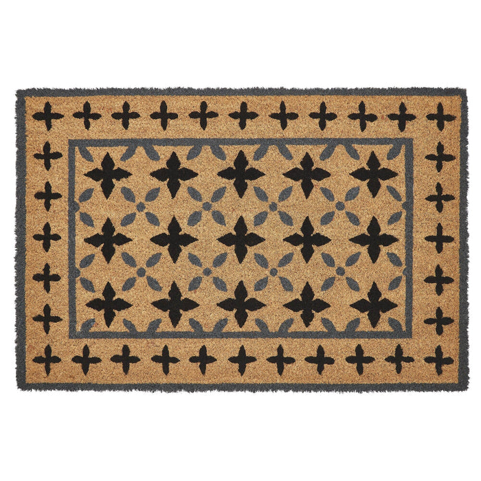 Charleston Mosaic Black and Gray Coir Rectangle Rug 20x30" - Primitive Star Quilt Shop