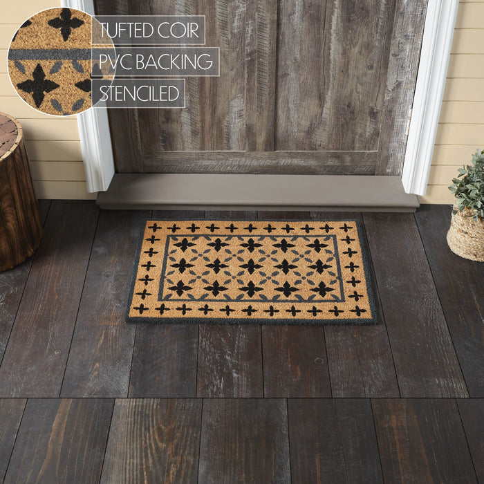 Charleston Mosaic Black and Gray Coir Rectangle Rug 20x30" - Primitive Star Quilt Shop