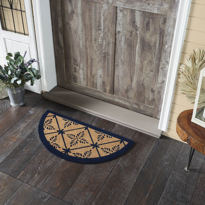 Charleston Mosaic Blue Coir Half Circle Rug 16.5x33" - Primitive Star Quilt Shop