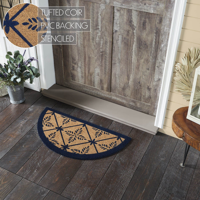 Charleston Mosaic Blue Coir Half Circle Rug 16.5x33" - Primitive Star Quilt Shop