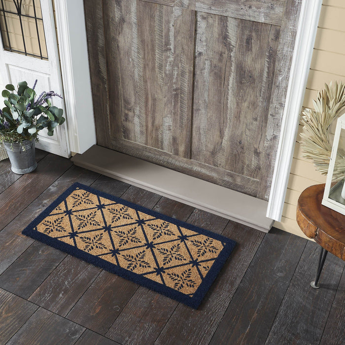 Charleston Mosaic Blue Coir Rectangle Rug 17x36" - Primitive Star Quilt Shop