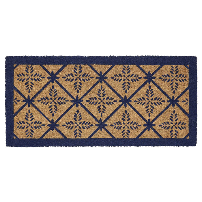 Charleston Mosaic Blue Coir Rectangle Rug 17x36" - Primitive Star Quilt Shop