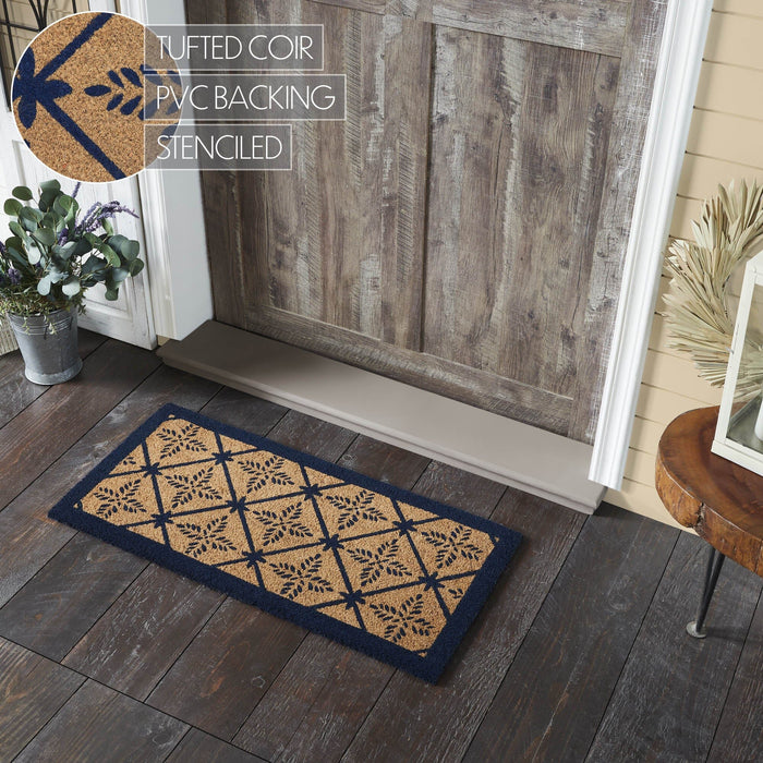 Charleston Mosaic Blue Coir Rectangle Rug 17x36" - Primitive Star Quilt Shop