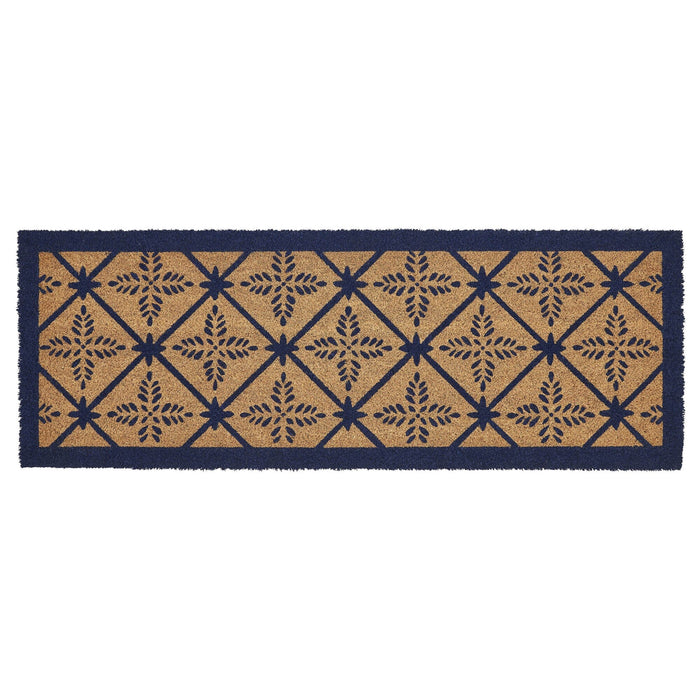 Charleston Mosaic Blue Coir Rectangle Rug 17x48" - Primitive Star Quilt Shop