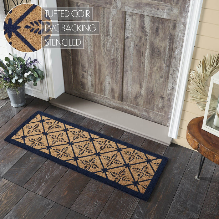 Charleston Mosaic Blue Coir Rectangle Rug 17x48" - Primitive Star Quilt Shop